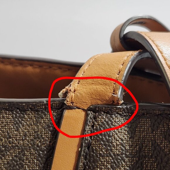 Michael Kors Whitney Large Tote Bag Brown Signature Print Tan Leather Accents - Picture 6 of 16